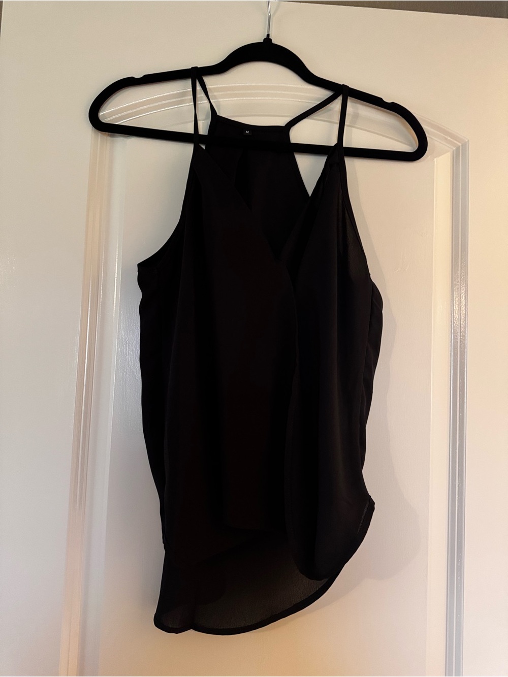 Black Strappy Halter Women's Top